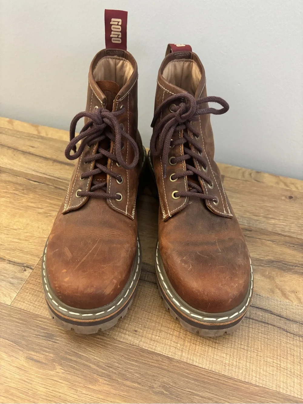 Joji & Co Craft & Explore Leather Lace Up Combat Chelsea Boots Brown Unisex